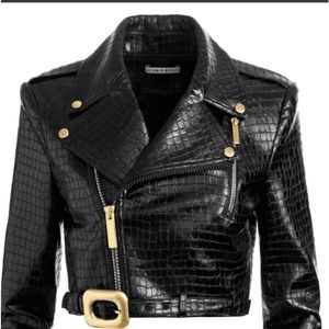 Cropped Moto Vegan Leather Jacket